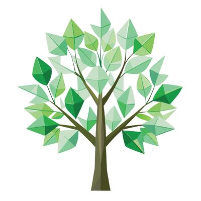 Designed Tree Transparent Glass Reflecting Leaves