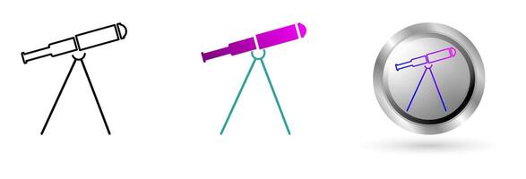 Telescope icon symbolizes space technology innovation, planetary exploration. Ideal for astronomy education, science applications, etc. vector