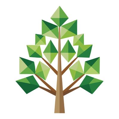 Geometric Tree Flat Triangular Leaves