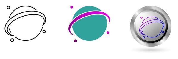 Planet Rings icon represents space technology innovation, planet exploration. Ideal for astronomy education, science applications etc. vector