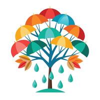 Rain Tree Umbrella Leaf Design vector