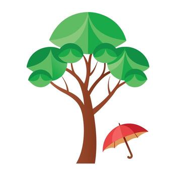 Charming tree artwork showcasing creatively designed leaves resembling vibrant umbrellas in an appealing visual style vector