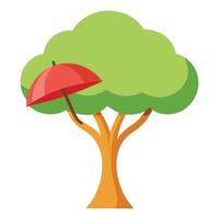 Unique tree artwork featuring an umbrella-style canopy symbolizing safety and shelter in an outdoor environment vector