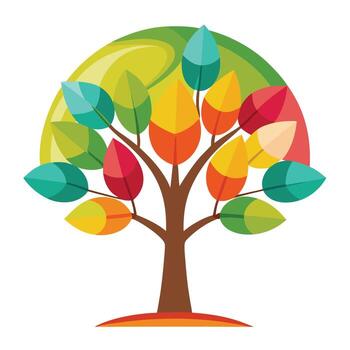 Creative tree design displaying stylized leaves in the form of miniature umbrellas for a fun and imaginative concept vector