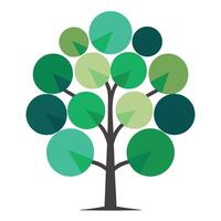 Informative tree artwork showcasing a Venn diagram forming the canopy illustrating overlapping sets and logic vector