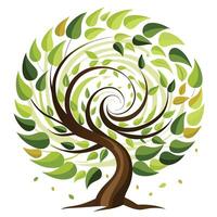 Creative tree design displaying a stylized vortex as the canopy creating a visually intriguing and spiraling composition vector