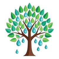 Serene tree design displaying stylized leaves in the form of gentle water droplets for a calming and peaceful visual representation vector