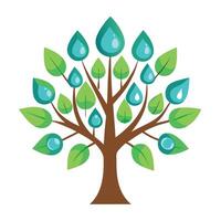 Clean tree artwork showcasing creatively designed leaves in the shape of water droplets for a simple and elegant look vector