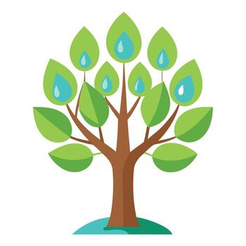 Pure tree design displaying stylized leaves with a water droplet form for a serene and revitalizing visual representation vector