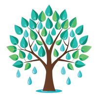 Pure tree design featuring stylized leaves shaped like pristine water droplets creating a refreshing visual concept vector
