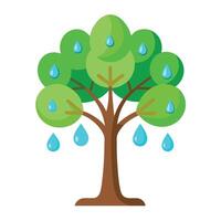 Hydrating tree artwork showcasing creatively designed water droplets arranged as leaves in a clean and fluid style vector