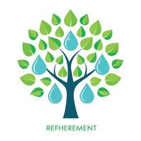 Hydrating tree illustration with stylized water drops forming the leaves adding a sense of natural moisture and vitality vector
