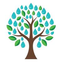 Clean tree artwork showcasing creatively designed water drops as leaves in a simple and refreshing visual style vector