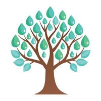 Hydrating tree illustration with stylized water drops forming the leaves adding a touch of natural purity and freshness vector