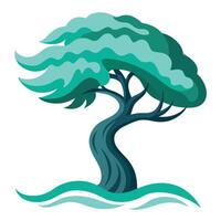 Oceanic tree artwork showcasing creatively designed waves forming the structure instead of traditional branches for a marine theme vector