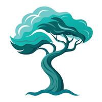 Coastal tree illustration with stylized waves replacing the branches giving it a dynamic and aquatic appearance vector