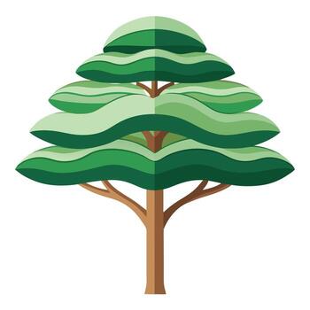 Unique tree illustration with stylized leaves displaying a wavy and multi-layered pattern adding a sense of movement and texture vector