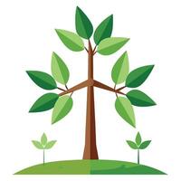 Ecological tree design displaying stylized leaves in the form of windmill blades for a concept of wind power and sustainability vector