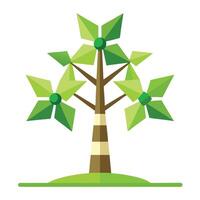 Sustainable energy tree design featuring stylized windmill blades forming the canopy for a concept of renewable power vector