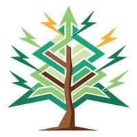 Abstract Tree Flat Zigzag Branches vector
