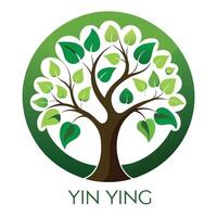 Zen Tree Yin Yang Symbol Leaf Design vector