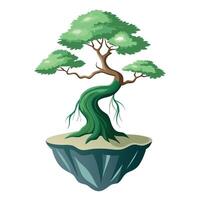 Mystical Bonsai Tree Floating Design vector
