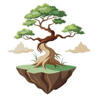 Mystical Tree Floating Bonsai Art vector