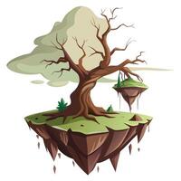 Fantasy Tree Floating Island Art vector