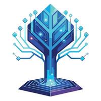Digital Tree Futuristic Hologram Art vector
