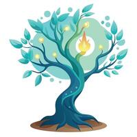 Surreal Tree Glowing Bioluminescent Design vector