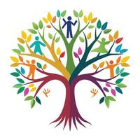Unique tree illustration with a hand silhouette representing our bond with nature vector
