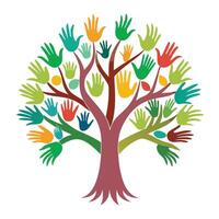Creative tree illustration featuring a hand-like structure representing our connection to nature vector