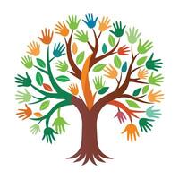 Artistic tree design with a hand integrated into the branches symbolizing growth and care vector