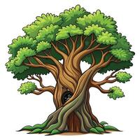 Unique tree graphic of a hollow trunk standing tall in a serene woodland environment vector