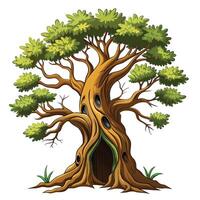 Artistic tree artwork featuring a hollow trunk as a symbol of resilience in nature vector