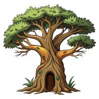 Realistic tree design of a hollow trunk with intricate bark details in nature vector