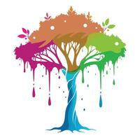 Creative tree graphic featuring an abstract composition of ink splashes and drips vector