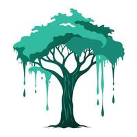 Abstract tree illustration created with dynamic ink splashes and splatters vector