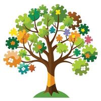 Creative tree artwork where jigsaw puzzle outlines are used to define its shape vector