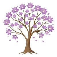 Serene tree artwork with lavender hued leaves and flowers creating a relaxing visual vector
