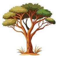Striking tree design in a barren desert landscape under a vast open sky vector