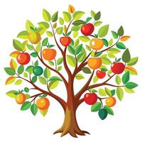 Abundant tree design laden with ripe fruits creating a visually rich and bountiful scene vector