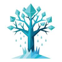 Unique tree illustration with melting ice as leaves symbolizing climate change vector