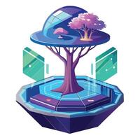 Virtual Reality Tree Metaverse Design vector