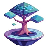 Designed Tree Metaverse Virtual Reality vector