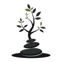 Minimal Tree Zen Rock Concept vector