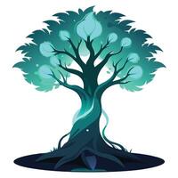 Night Tree Mysterious Moonlight Shadow vector