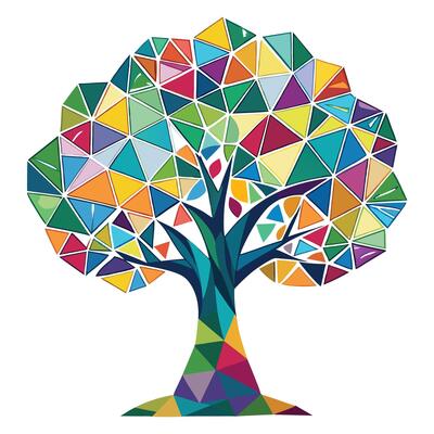 Mosaic Tile Tree Unique Illustration