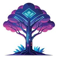 Light Tree Vibrant Neon Art vector