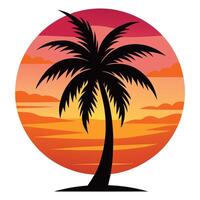 Sunset Palm Tree Illustration vector